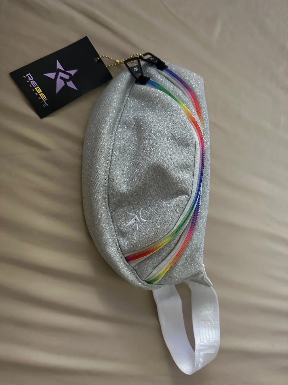 Silver Glitter Rainbow-Zip Rebel Fanny Pack